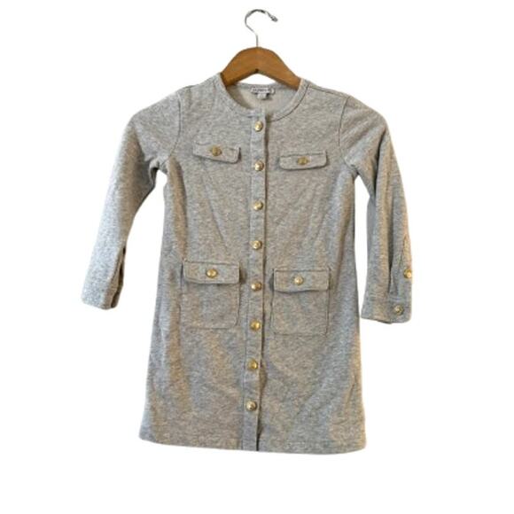 Crewcuts x J.Crew Girls Lady Jacket Sweatshirt Dress 7 Dusk Grey Button Front - Picture 1 of 10